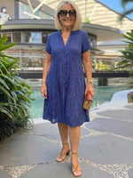 Dreamy Blue Short Sleeve Midi Dress