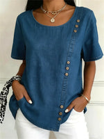 Casual Crew Neck Short Sleeve Blouse