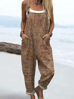 Women's Boho Vintage Art Print Casual Wide Leg Jumpsuit