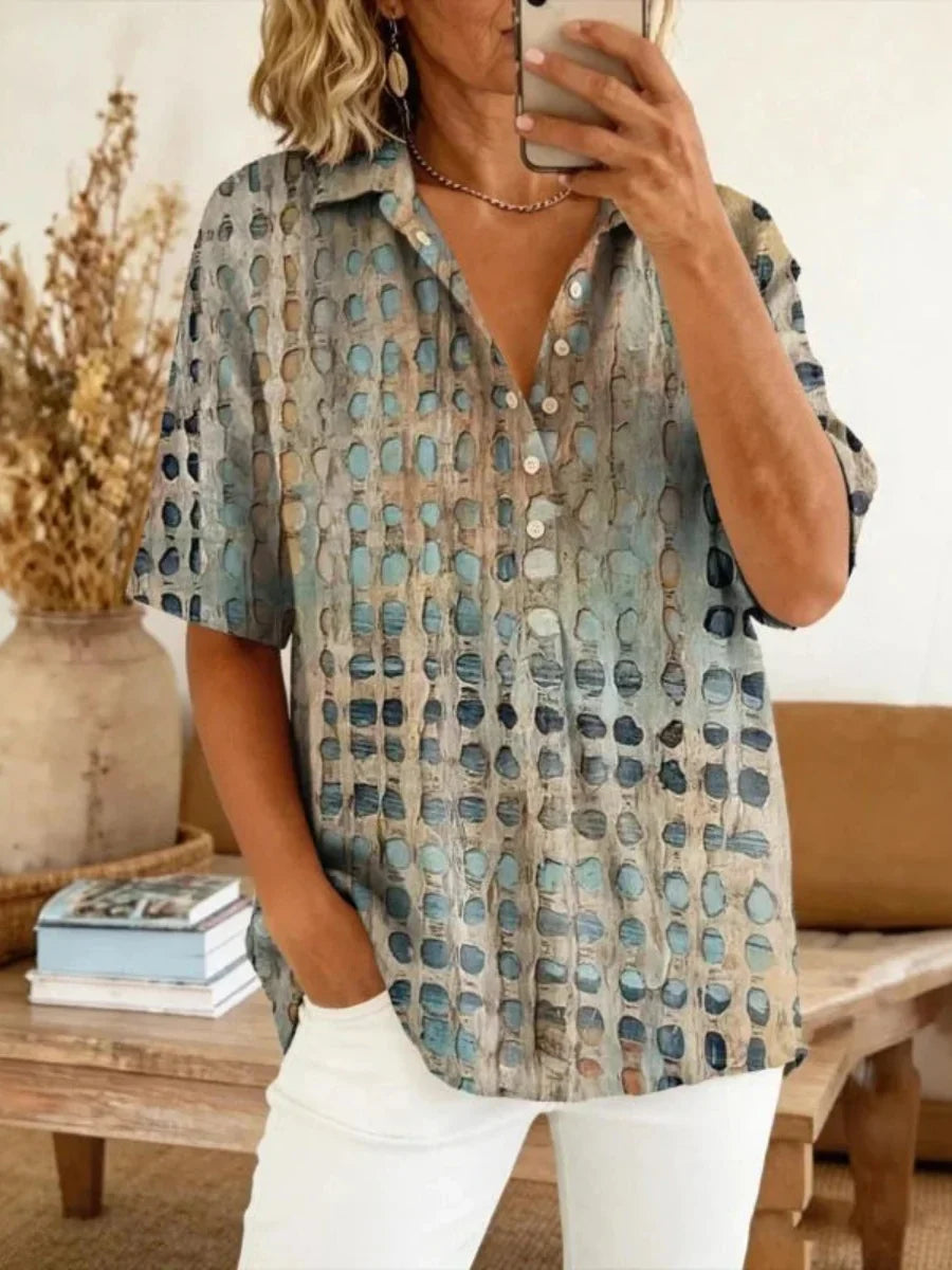 Vintage Casual Short Sleeve Blouse