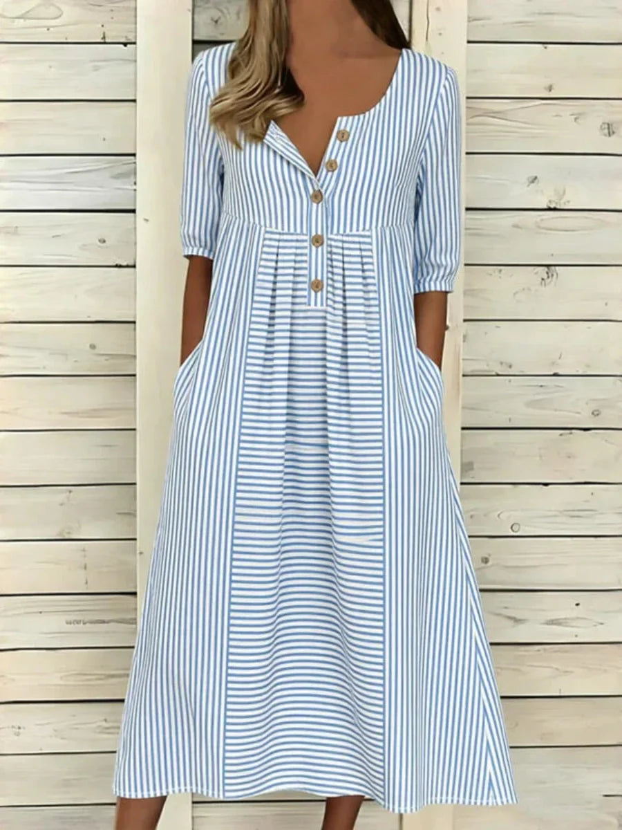 Casual Striped Half Sleeve Dress