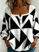 Casual Geometric 3/4 Sleeve Blouse