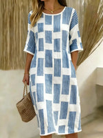 Casual Striped Round Neck Half Sleeve Dress