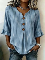 Vintage Striped 3/4 Sleeve Blouse