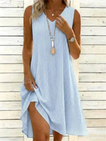 Casual Striped V-neck Sleeveless Dress
