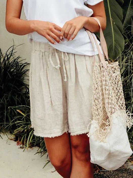 Casual Solid Color with Pockets Sashes Shorts