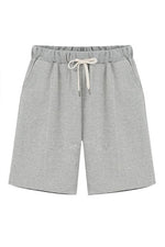 Solid Color with Pockets Elastic Waist Shorts