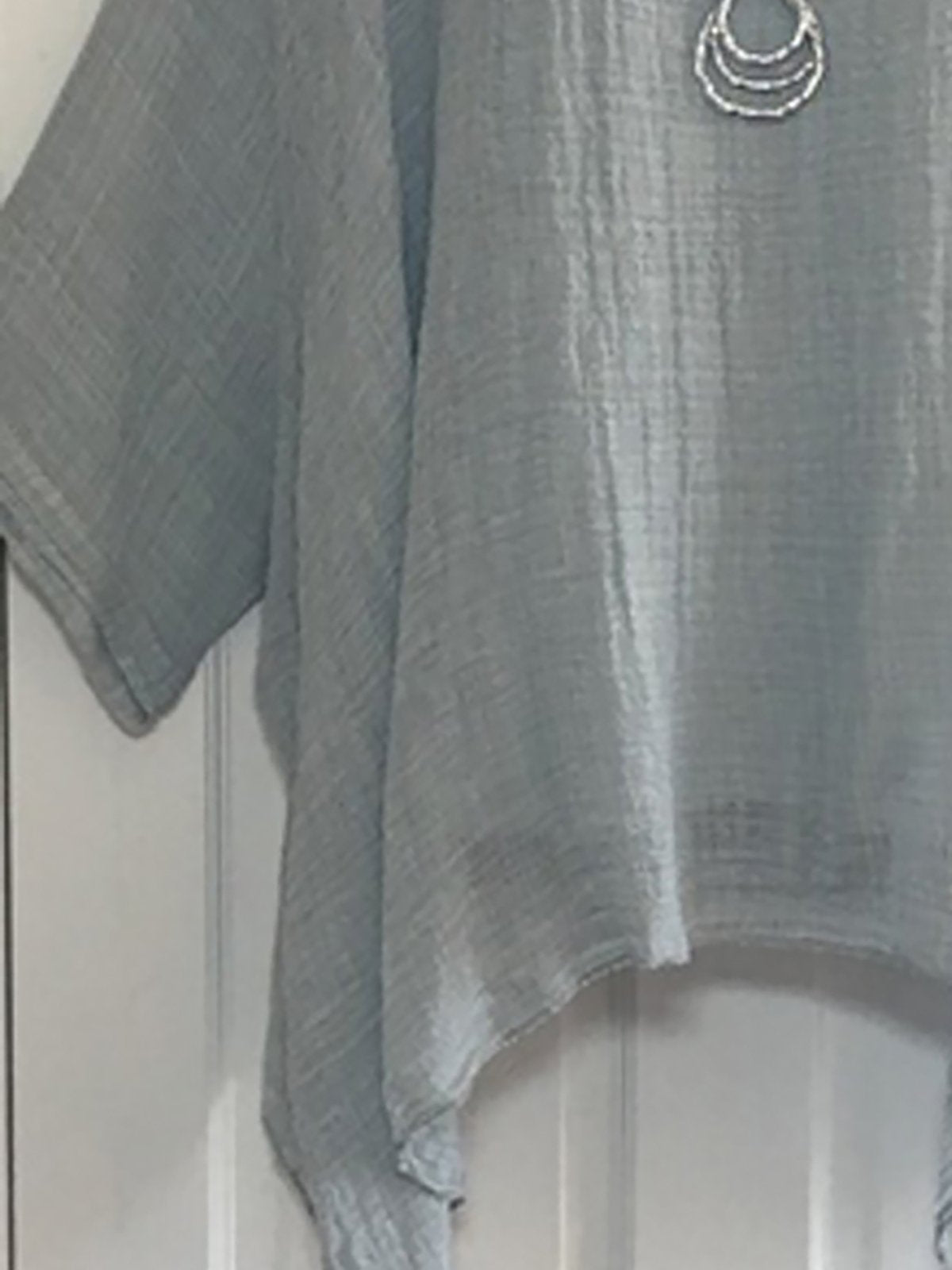 Solid Color Crew Neck Bat Sleeves Casual Tops