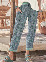 Ethnic Print Loose with Pockets Casual Pants
