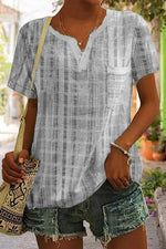 Casual Plaid Print V-neck Short Sleeves Shirts