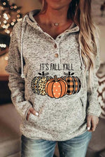 Pumpkin Print Hooded Long Sleeves Sweatshirt