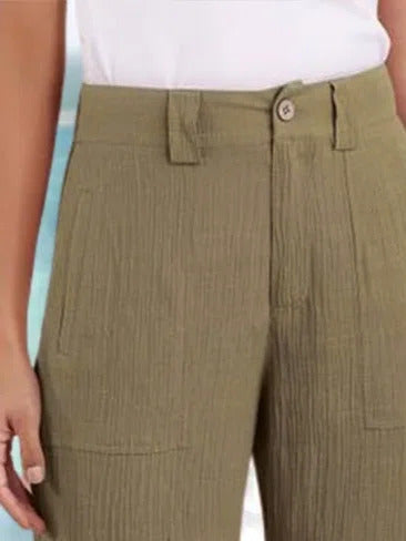 Solid Color Buttons Zipper with Pockets Shorts