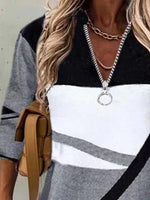 Color Block Casual Zipper Long Sleeves Sweatshirt