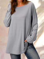 Solid Color Boat Neck Casual Long Sleeves Sweatshirt
