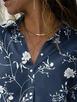Floral Print Collared Buttons Long Sleeves Blouse