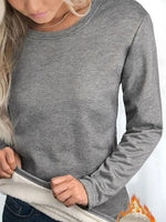 Plain Crew Neck Long Sleeves Plush Thermal Underwear