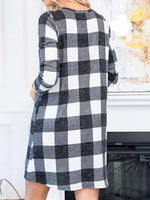 Plain Crew Neck Long Sleeves Casual Short Dress