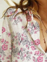Floral Print Lapel Buttons Long Sleeves Blouse