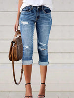 Solid Color Ripped Casual with Pockets Jeans