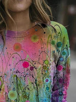 Abstract Print Crew Neck Long Sleeves Sweatshirt