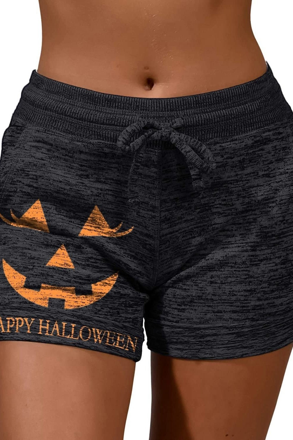 Halloween Pumpkin Print Sashes Casual Shorts