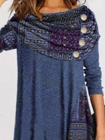 Abstract Print Patchwork Long Sleeves Short Dress