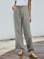 Solid Color Loose with Pockets Elastic Waist Pants