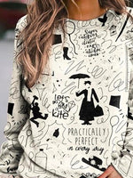 Abstract Letter Print O-neck Long Sleeves Sweatshirt