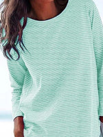 Stripe Print Round Neck Long Sleeves Sweatshirt