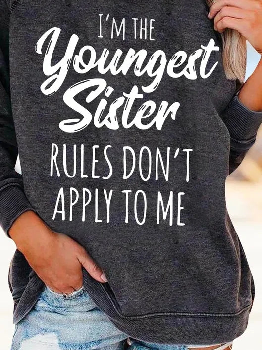 Alphabet Print Round Neck Long Sleeves Sweatshirt