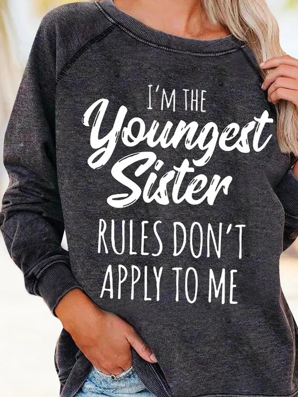 Alphabet Print Round Neck Long Sleeves Sweatshirt