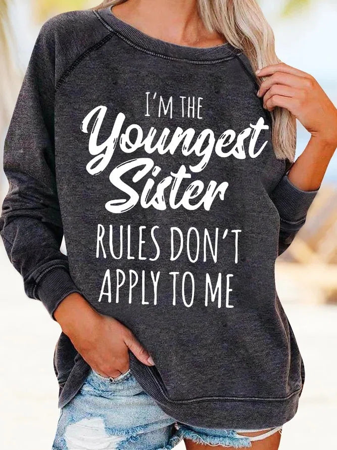 Alphabet Print Round Neck Long Sleeves Sweatshirt