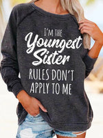 Alphabet Print Round Neck Long Sleeves Sweatshirt