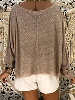 Solid Color V-neck Casual Long Sleeves Sweatshirt