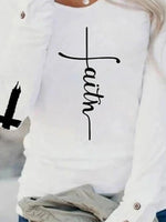 Alphabet Print Crew Neck Buttons Long Sleeves Sweatshirt