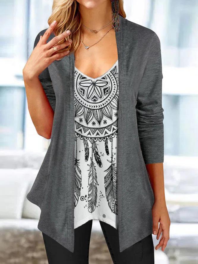 Solid Color Casual Long Sleeves Cardigan Tops