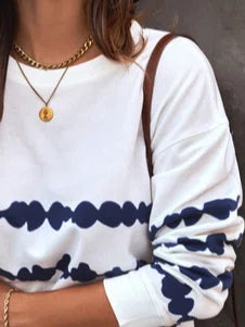 Stripe Print Round Neck Long Sleeves Sweatshirt