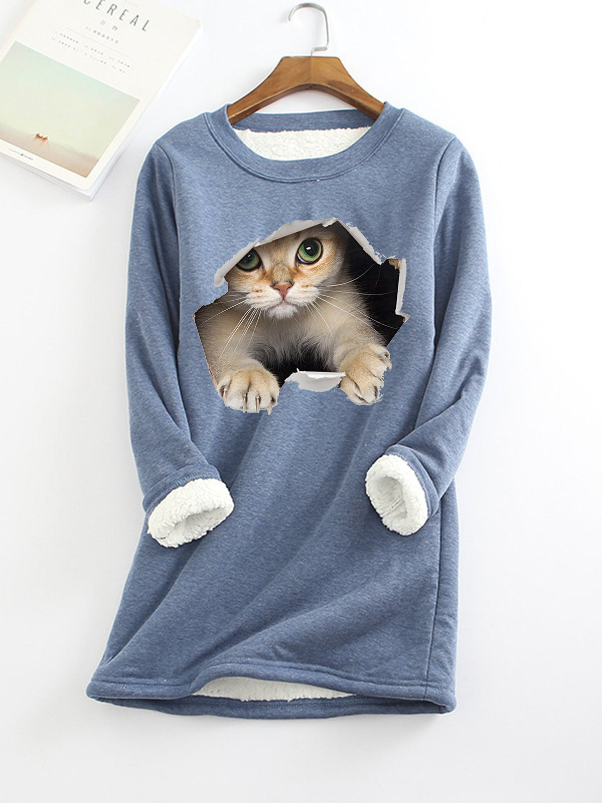 Crew Neck Cat Casual Thermal Underwear