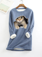 Crew Neck Cat Casual Thermal Underwear