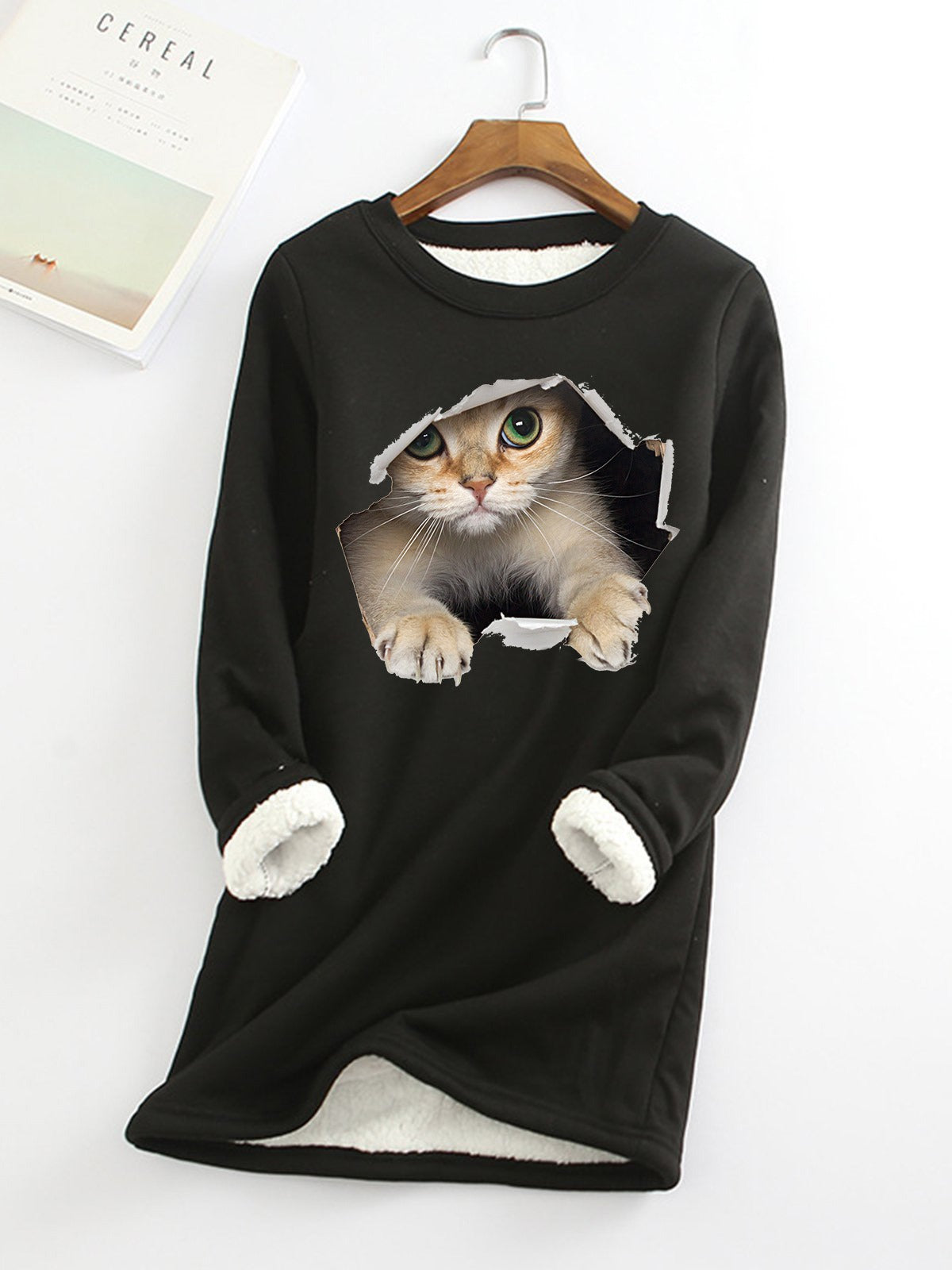 Crew Neck Cat Casual Thermal Underwear