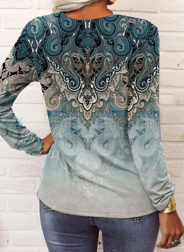 Women's Ethnic Boho Round Neck Long Sleeve Sweatshirts