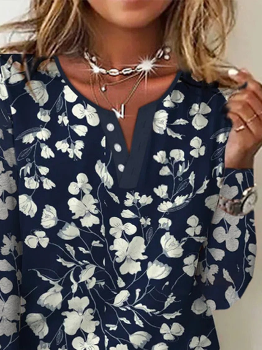 Floral Vacation Loose V Neck T-Shirt