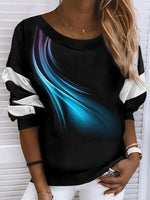 Gradient Pattern Crew Neck Casual Sweatshirts