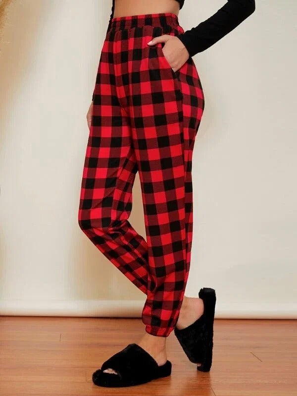 Plaid Casual Jersey Sweatpants
