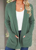 Solid Color with Pockets Long Sleeves Sweater Cardigan