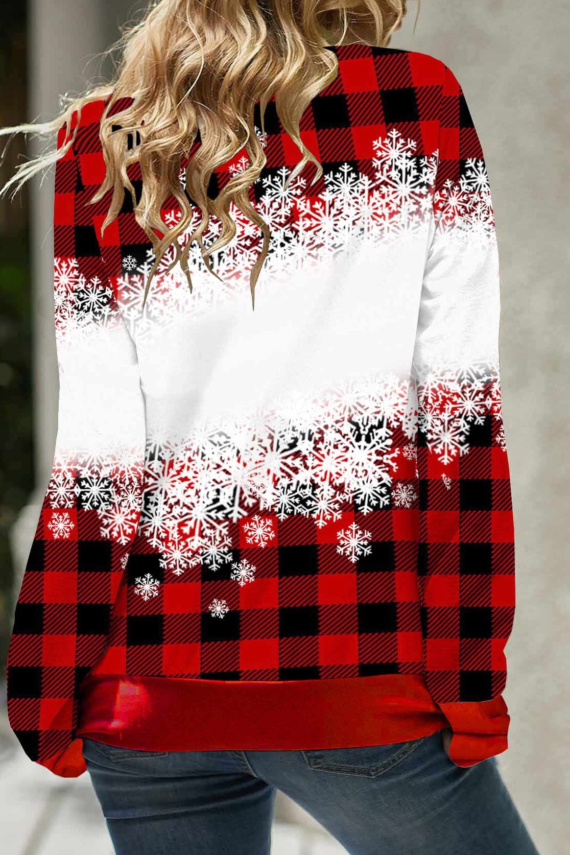Christmas Snowman Print Cowl Neck Long Sleeves Sweatshirt
