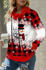 Christmas Snowman Print Cowl Neck Long Sleeves Sweatshirt