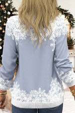 Christmas Snowman Print Round Neck Long Sleeves Sweatshirt