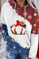 Christmas Gnomes Print Pockets Hooded Long Sleeves Sweatshirt