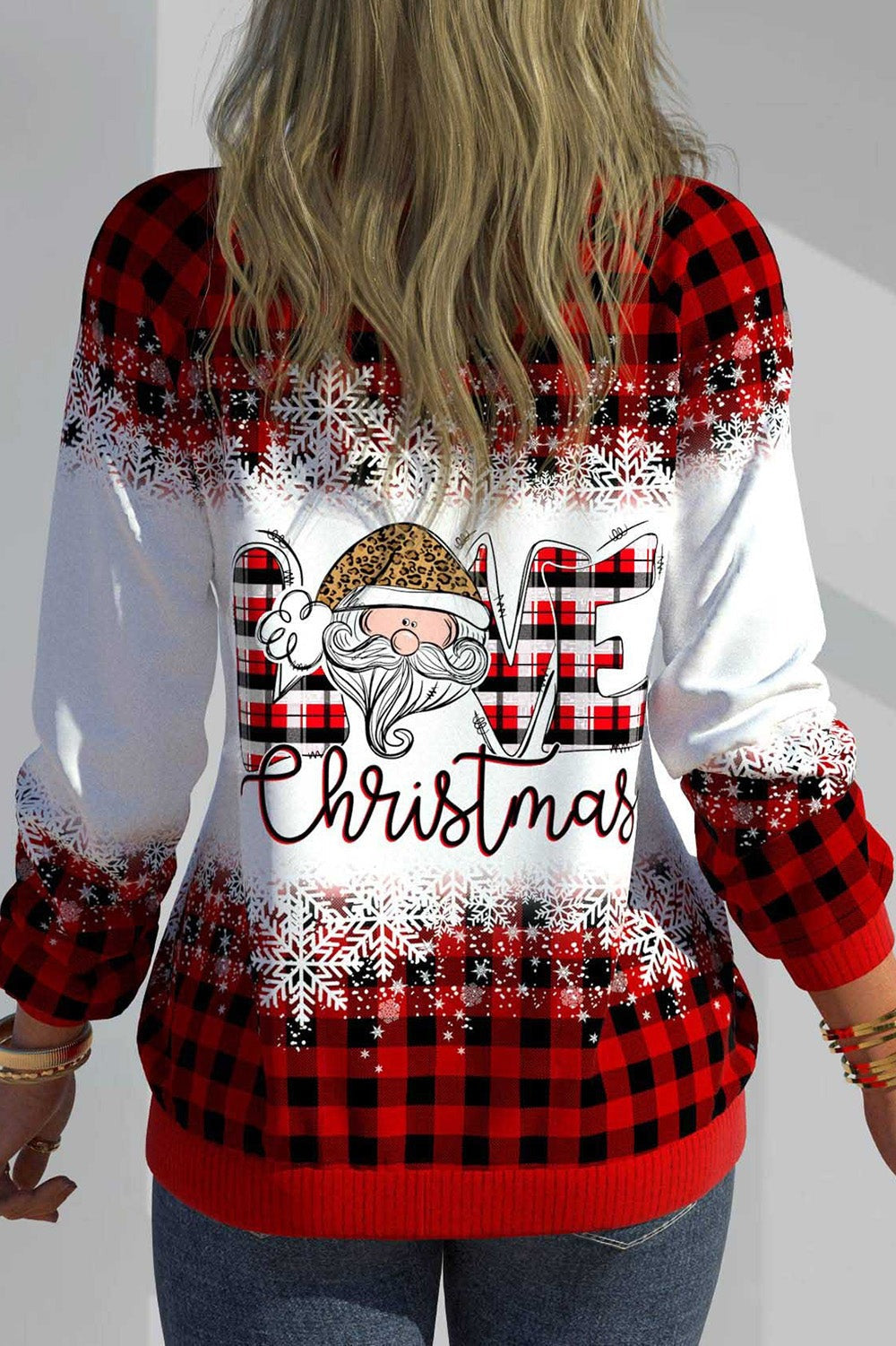 Christmas Love Print V-neck Long Sleeves Sweatshirt